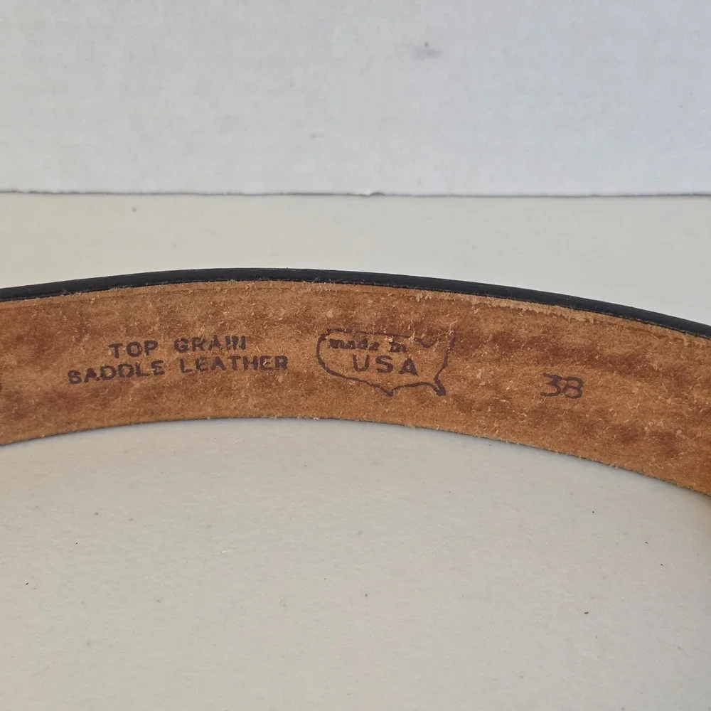 VTG Lyntone Western Belt Top Grain Saddle Leather Eisenhower Dollar Buckle 38